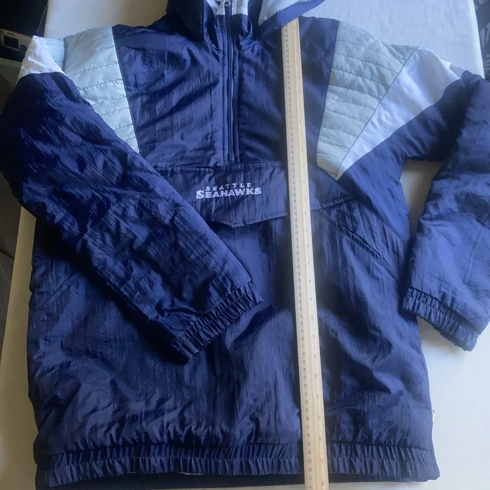 Seattle Seahawks Starter NFL Pullover Jacket XL YouthBlue Retro Throwback Hoodie